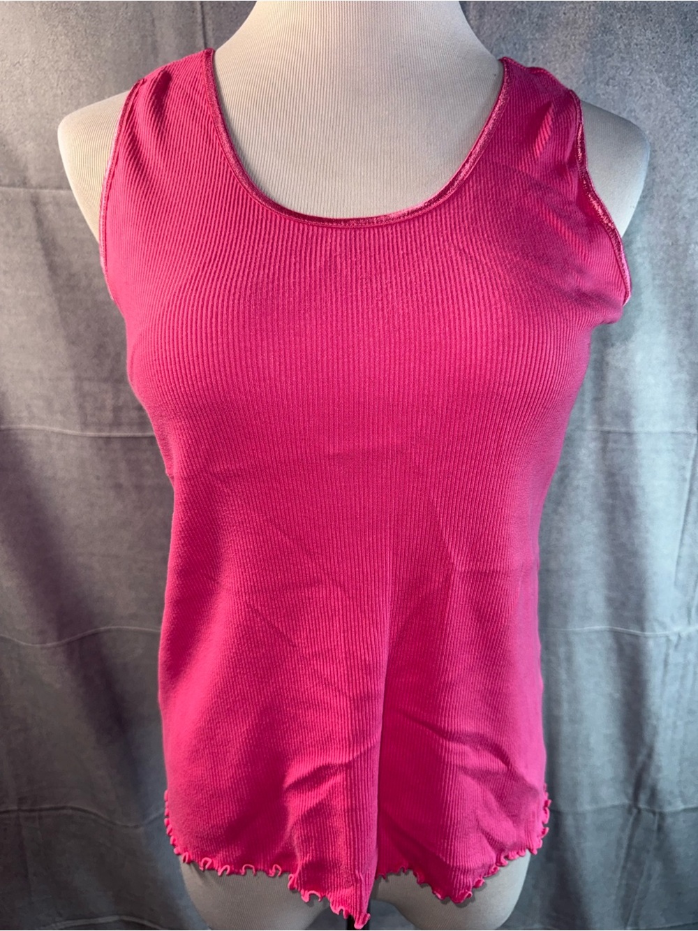 2237-Cato Hot Pink Ribbed Tank Top